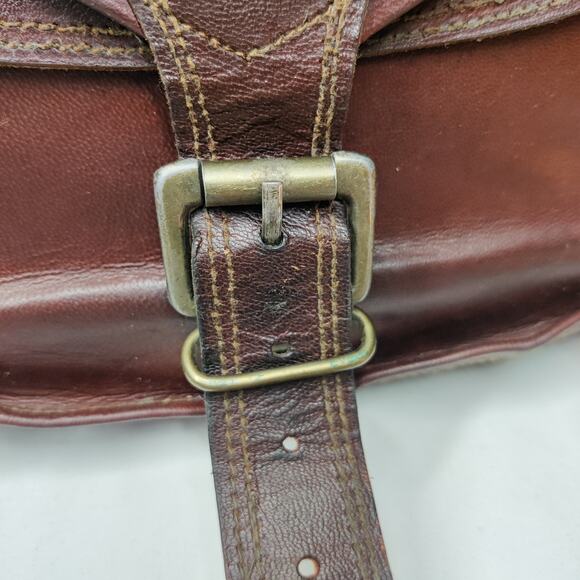 Satchel & Fable 11.5" Crossbody Vintage Brown Leather Handmade Messenger Bag - Picture 2 of 16
